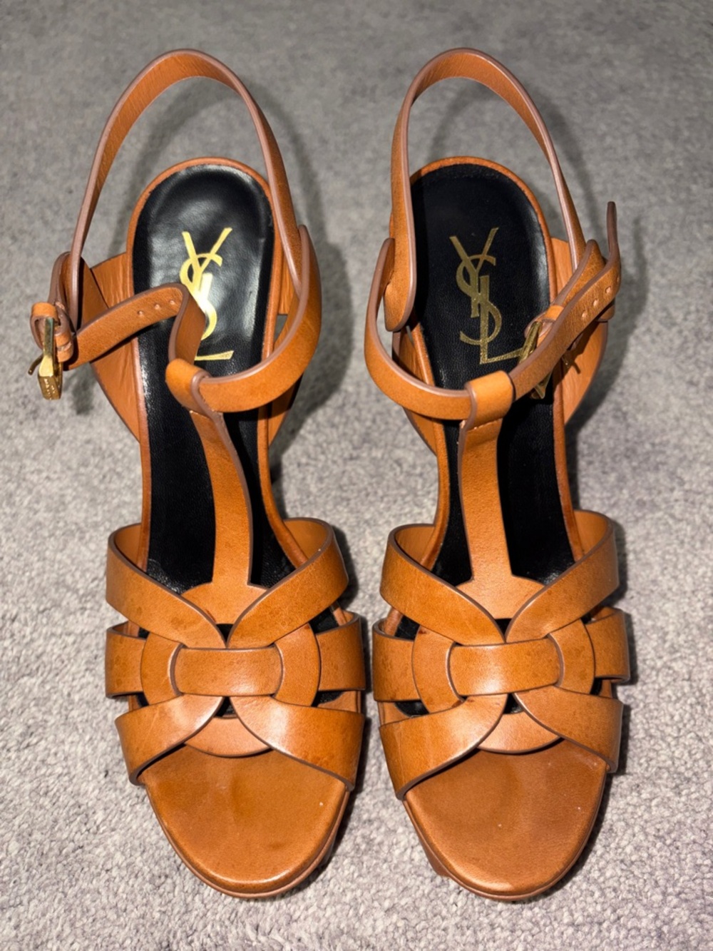 Yves Saint Laurent Cognac Leather 105MM Tribute